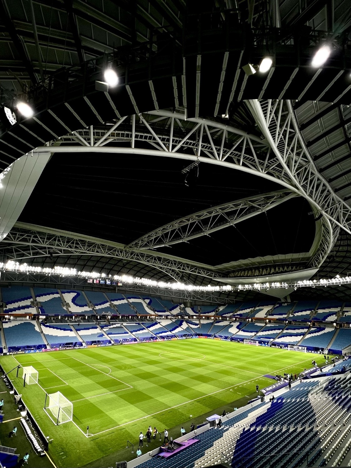 Stadium roof and floodlit pitch before the match, AFC Asian Cup, Qatar