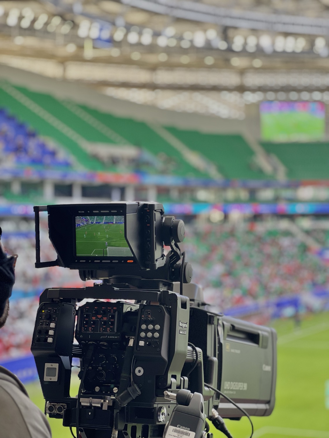 Broadcast camera at the edge of the pitch, AFC Asian Cup, Qatar