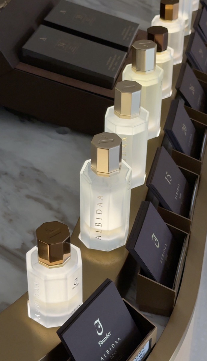 Perfume bottles on a counter, Al Bidaa, Msheireb, Doha