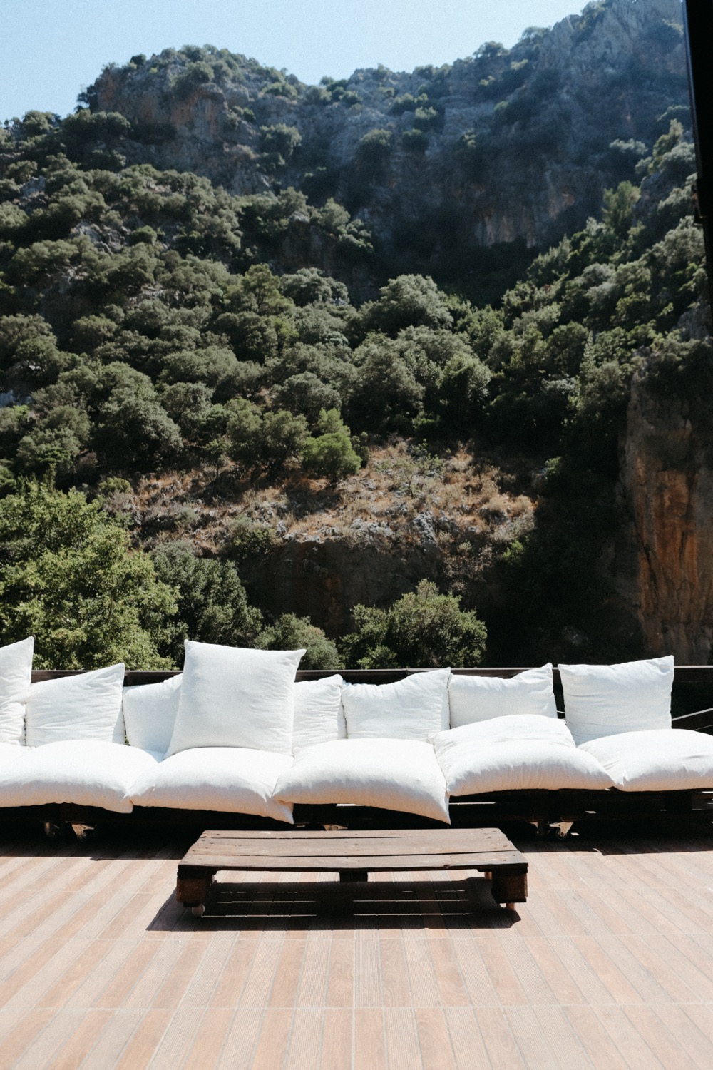 Daybed against the cliff, Antalya, Türkiye