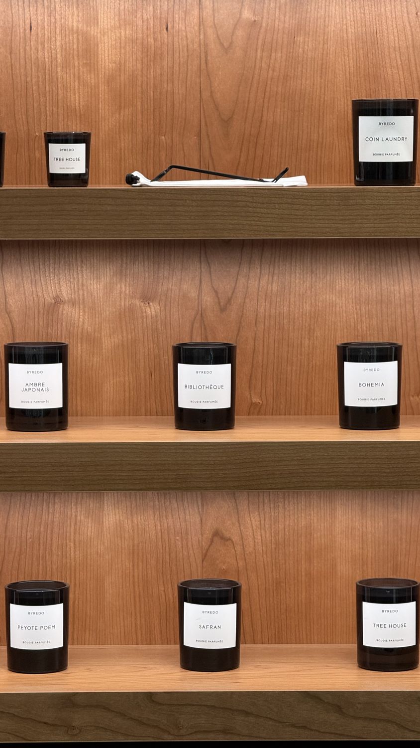 Minimal fragrance display, BYREDO boutique, Leeds
