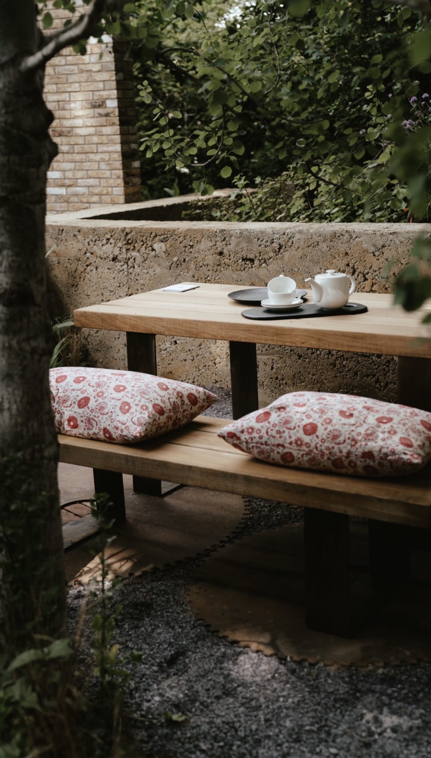 Timber lattice pavilion over a deck, RHS Chelsea Flower Show 2022, London