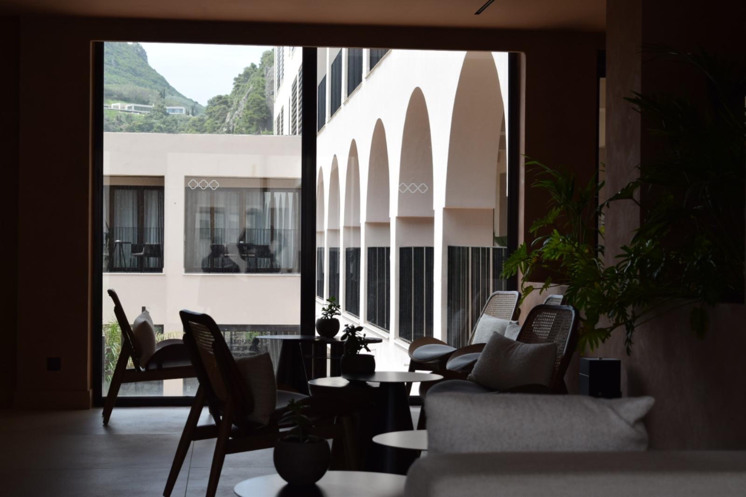 Interior looking out to arched courtyard, Corfu