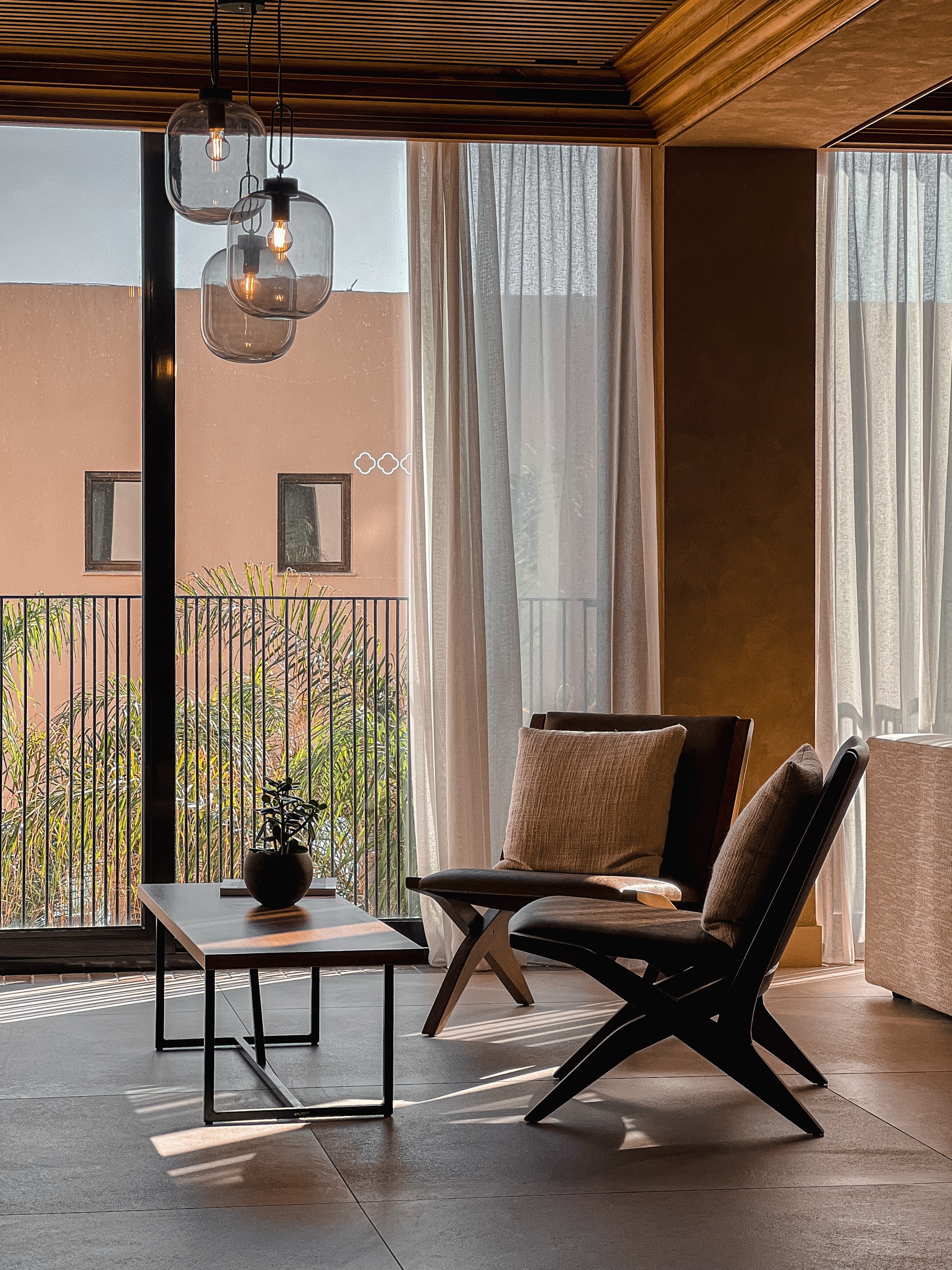 Room with chairs and pendant lamps, Corfu