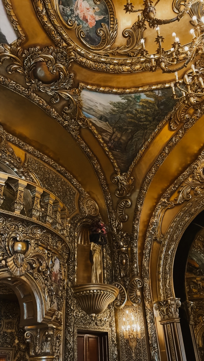 Painted medallions and gilded vaulting overhead, Dar Al Teeb, Al Hazm Mall, Doha