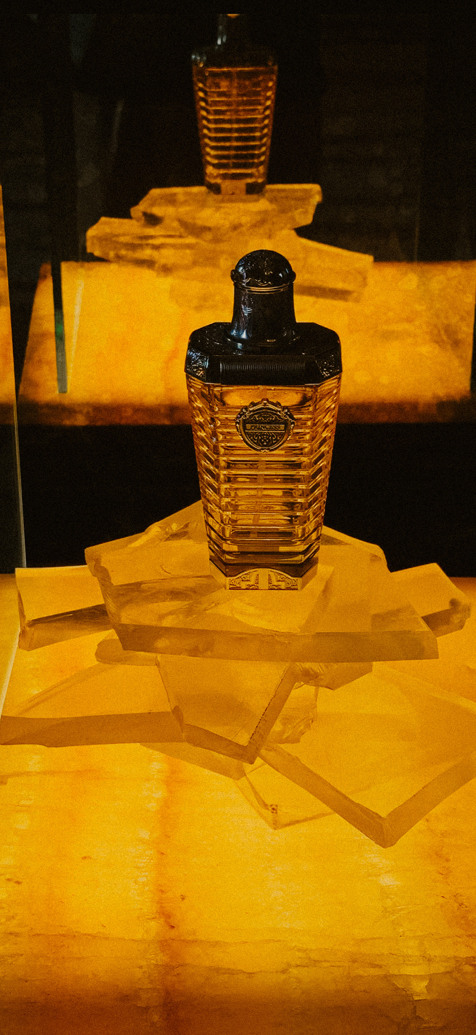 A perfume bottle set on shards of crystal, Dar Al Teeb, Al Hazm Mall, Doha