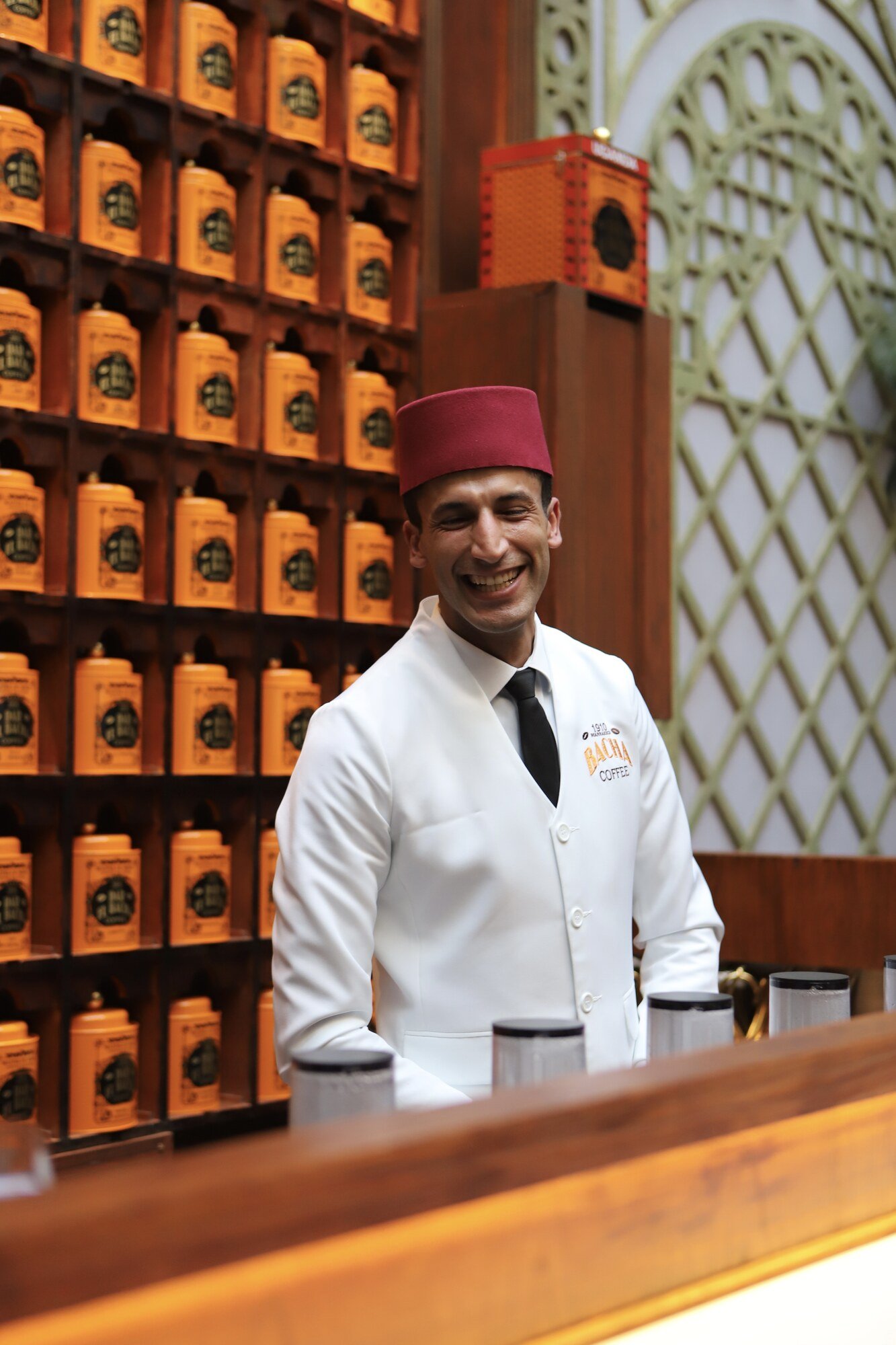 At the counter, Dar El Bacha palace, Marrakech, Morocco