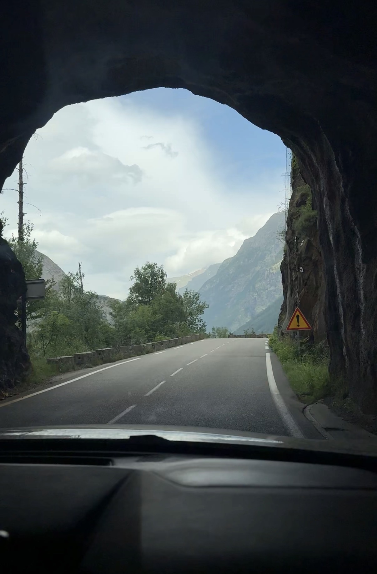 Road through mountain tunnel, French Alps