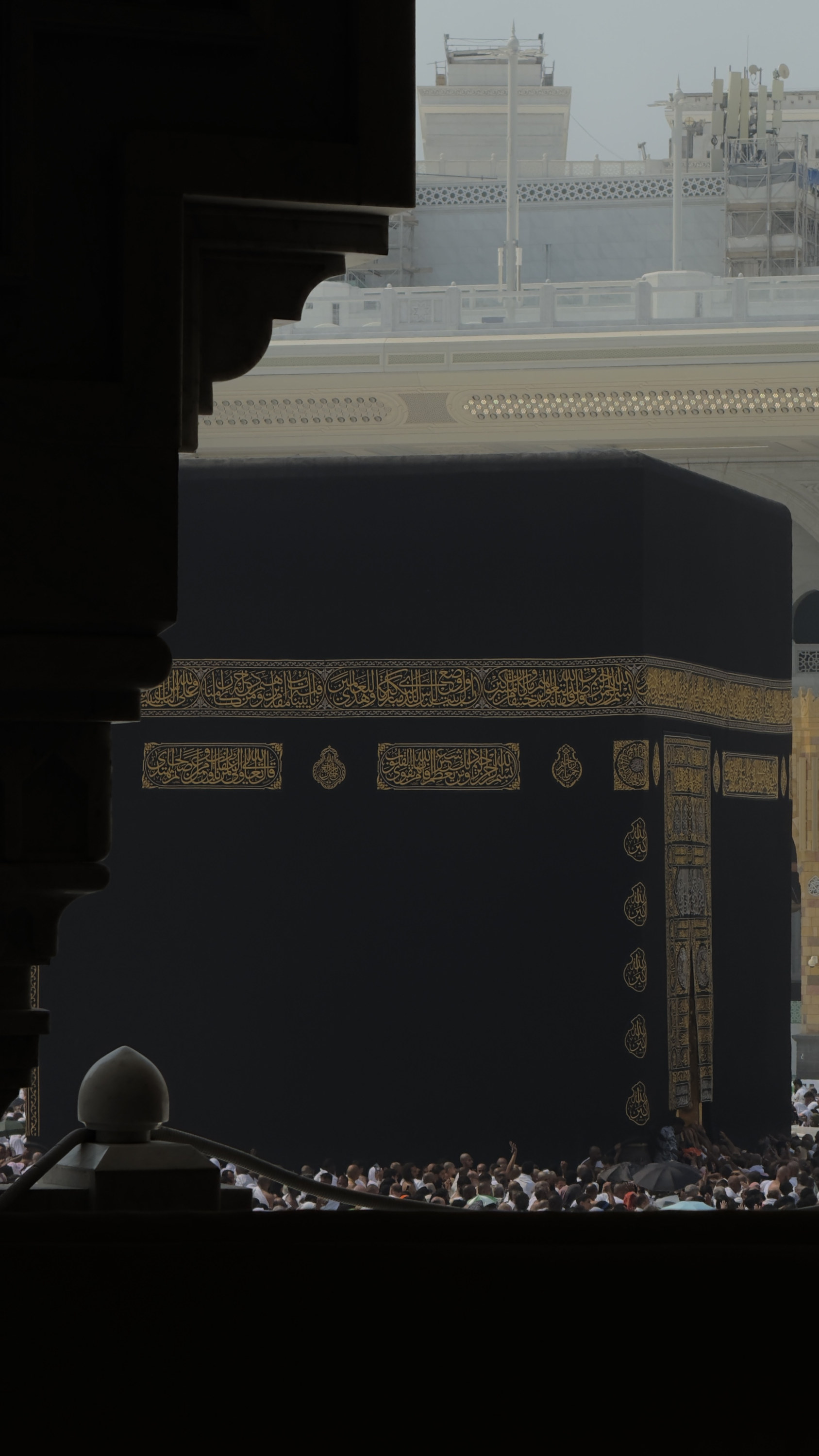 Kaaba seen through a dark architectural frame, Makkah al-Mukarramah