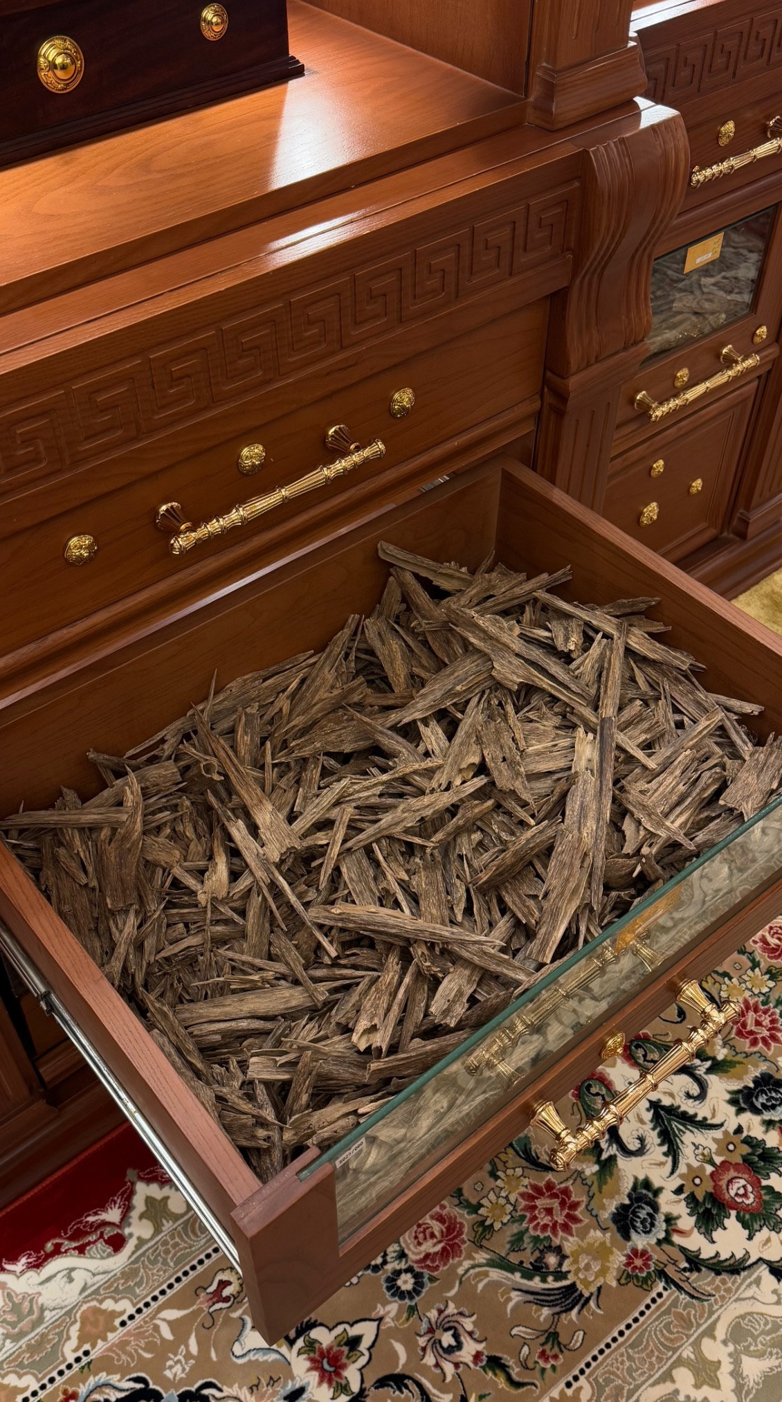 Oud wood in an open drawer, Makkah al-Mukarramah