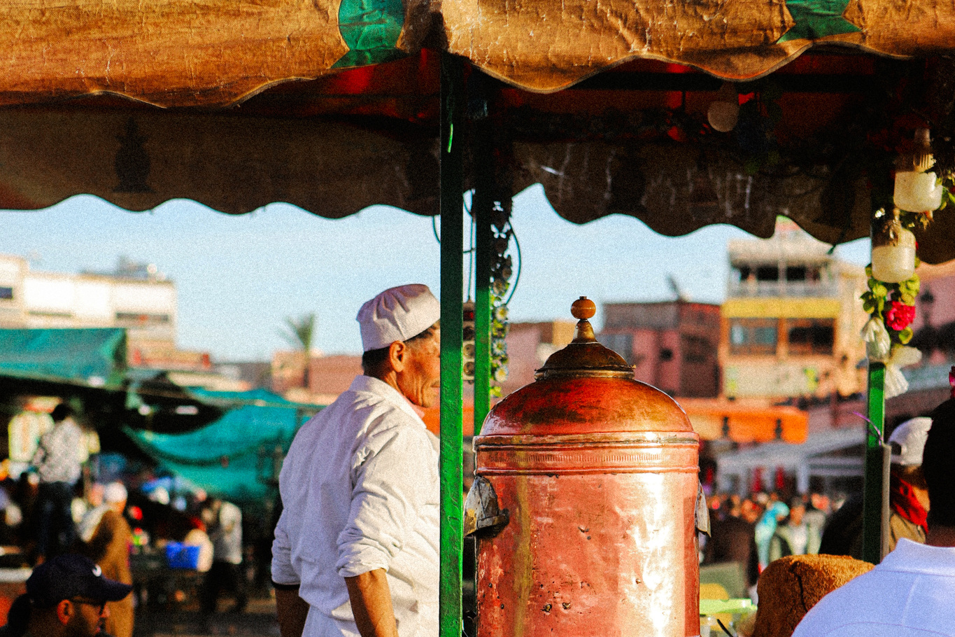 A tea stall on the square at the end of the day, Marrakech