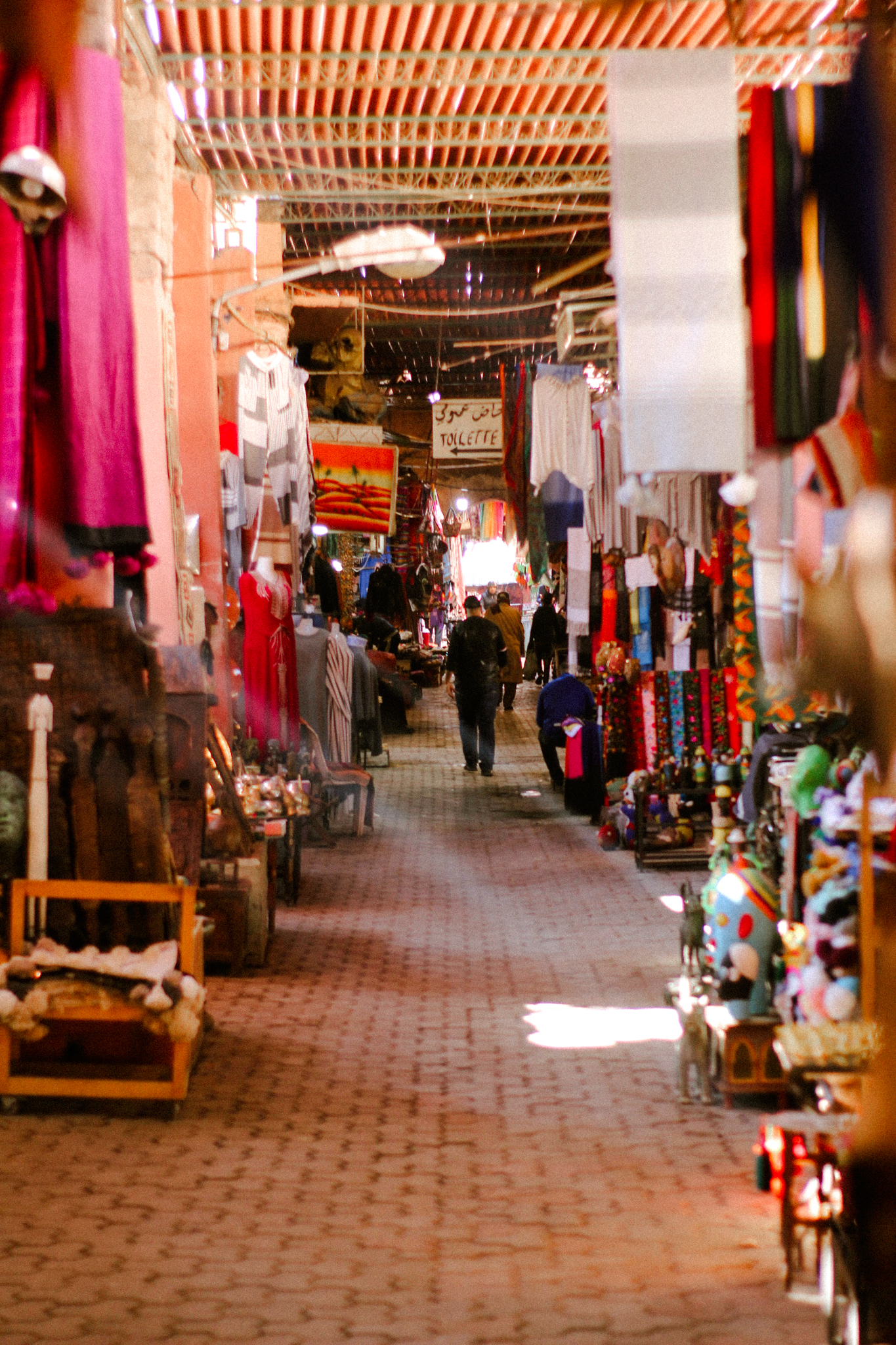 A covered souk running toward the light, Marrakech