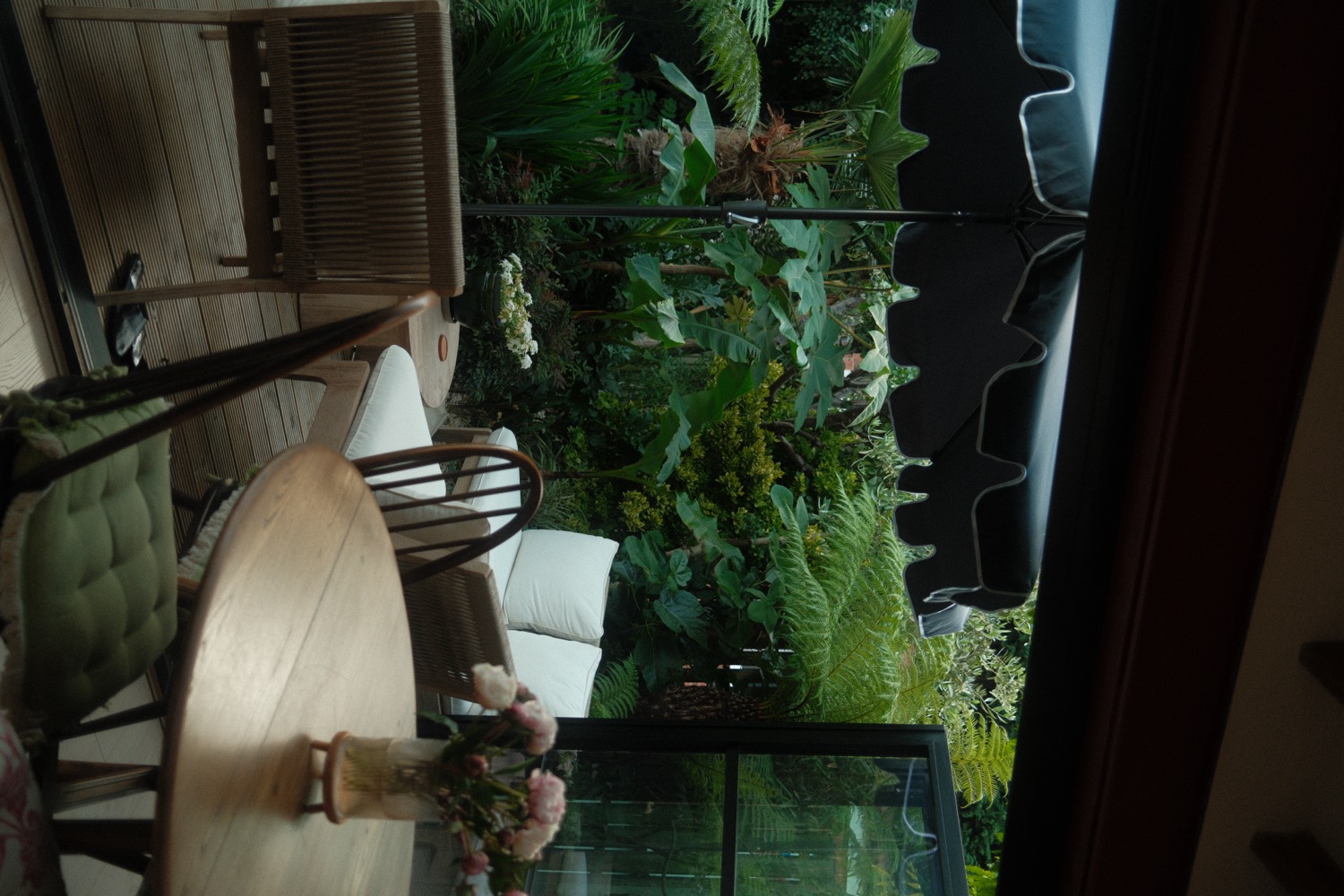 Garden seen through glass, home