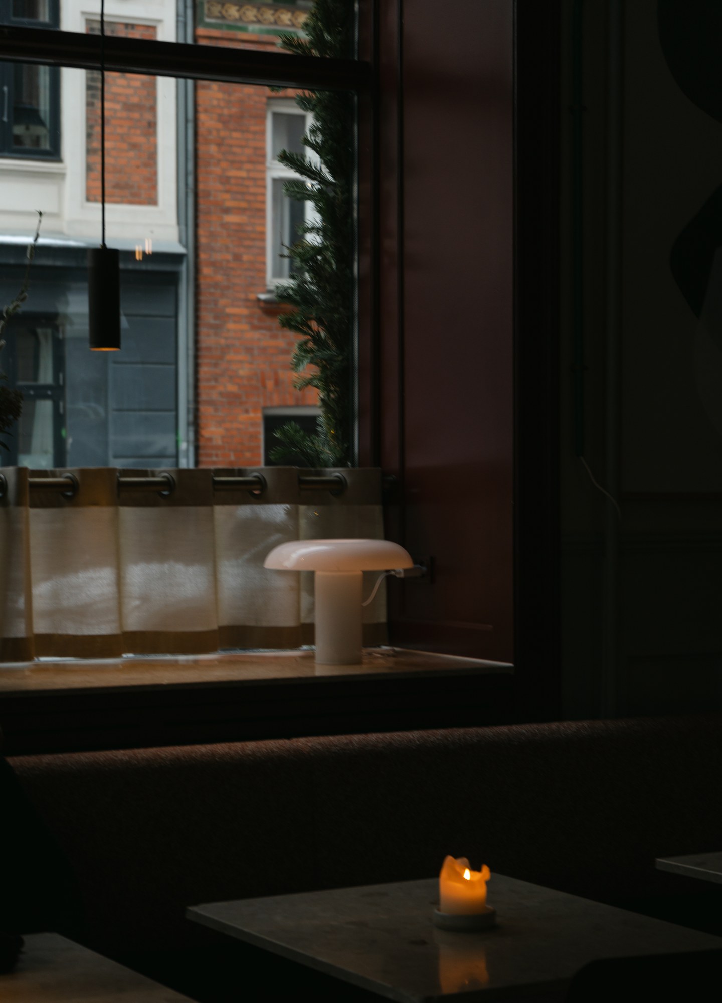 A candle by the window