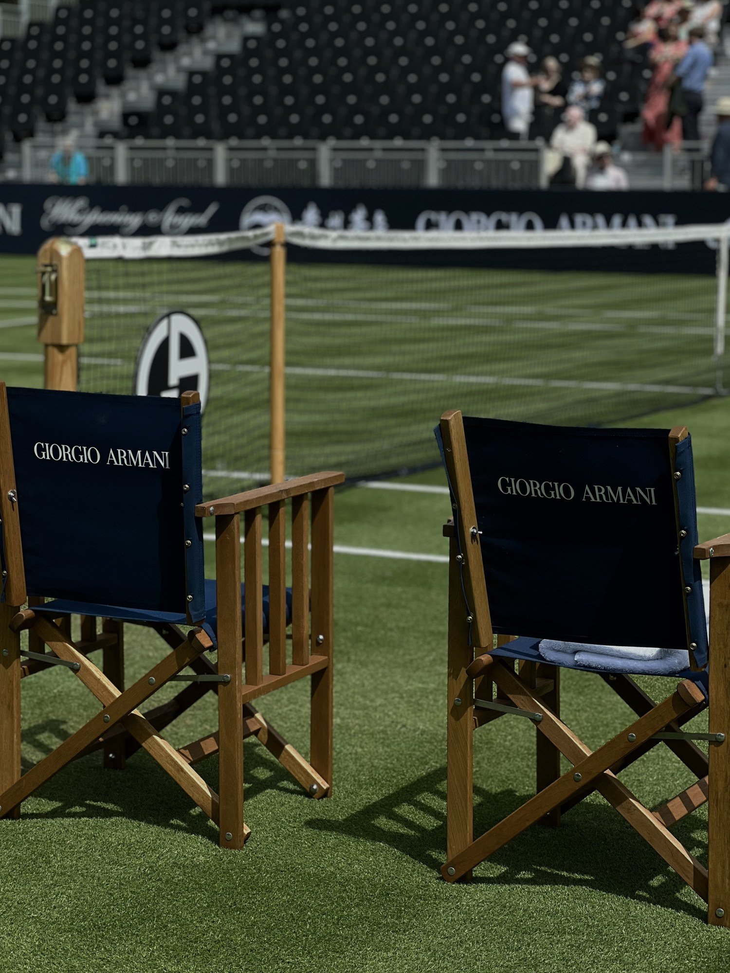 Chairs at the edge of the pitch