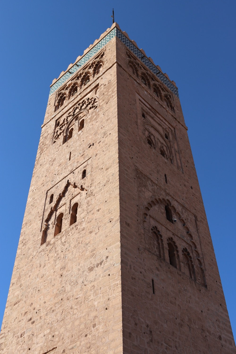 Koutoubia minaret seen from below, abstract angle, Marrakesh