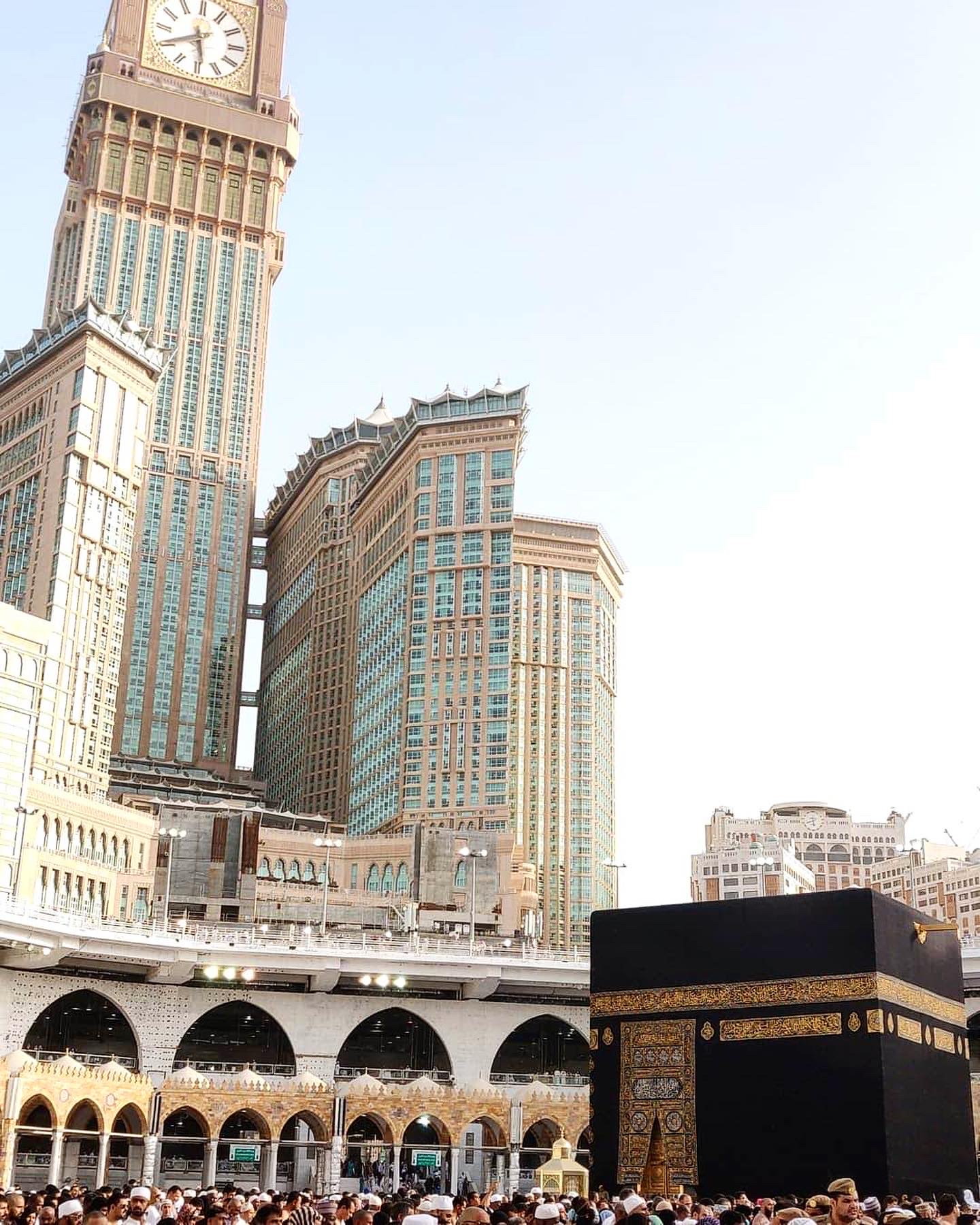 The clock tower complex rising above the Grand Mosque, Makkah al-Mukarramah