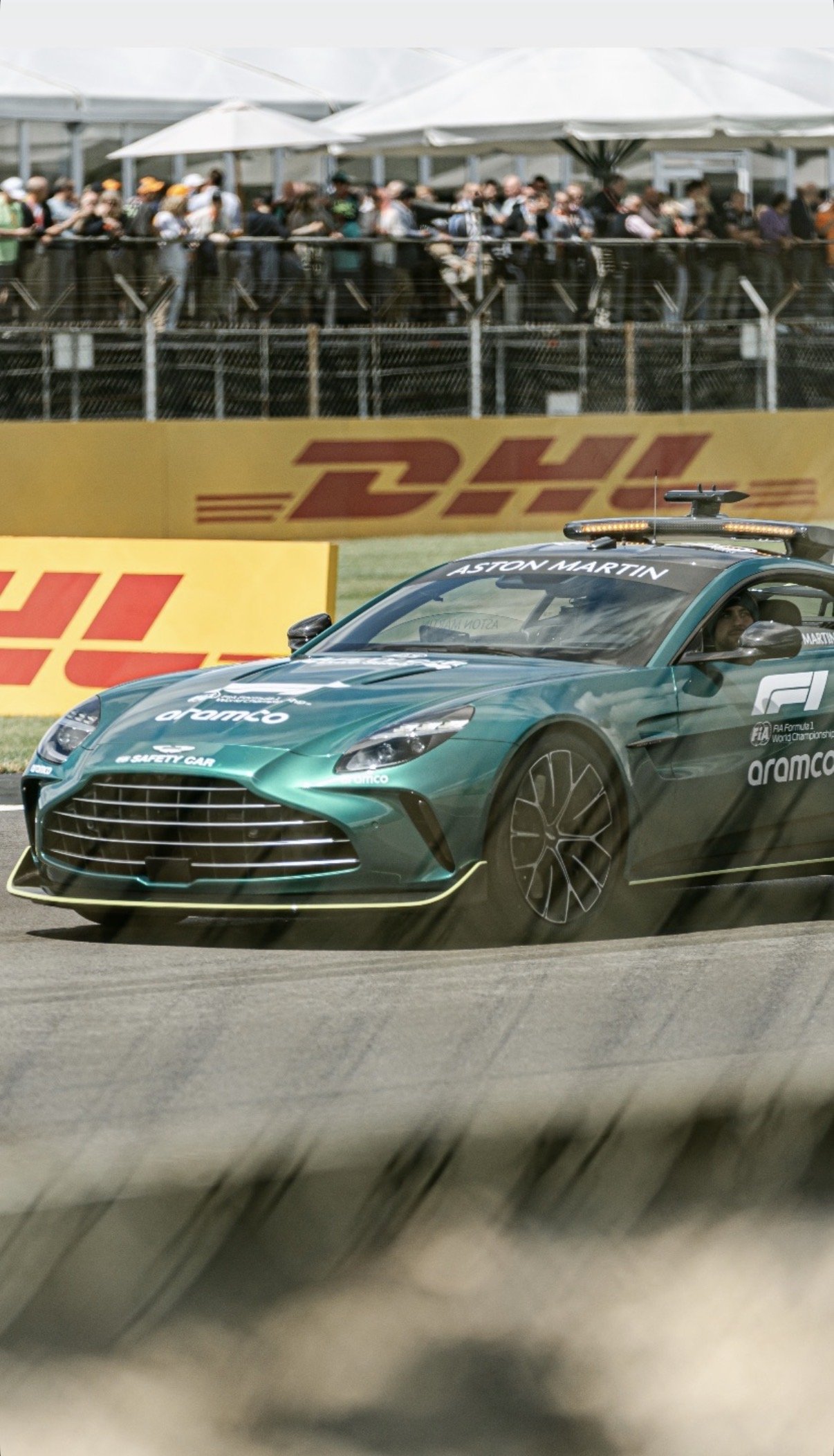 Aston Martin safety car, Formula One paddock, Silverstone