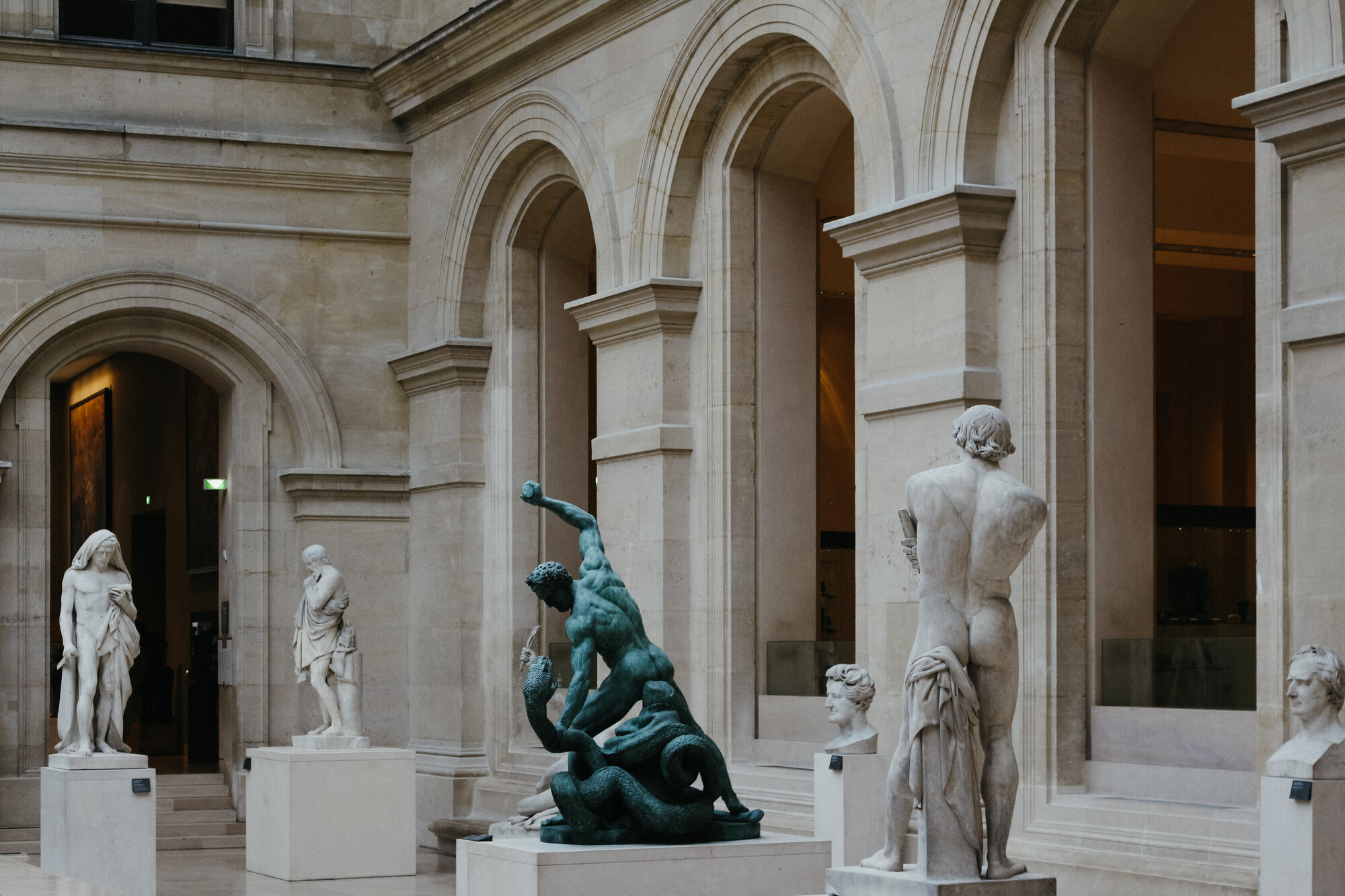 The sculpture gallery, bronze and marble, Louvre, Paris, France