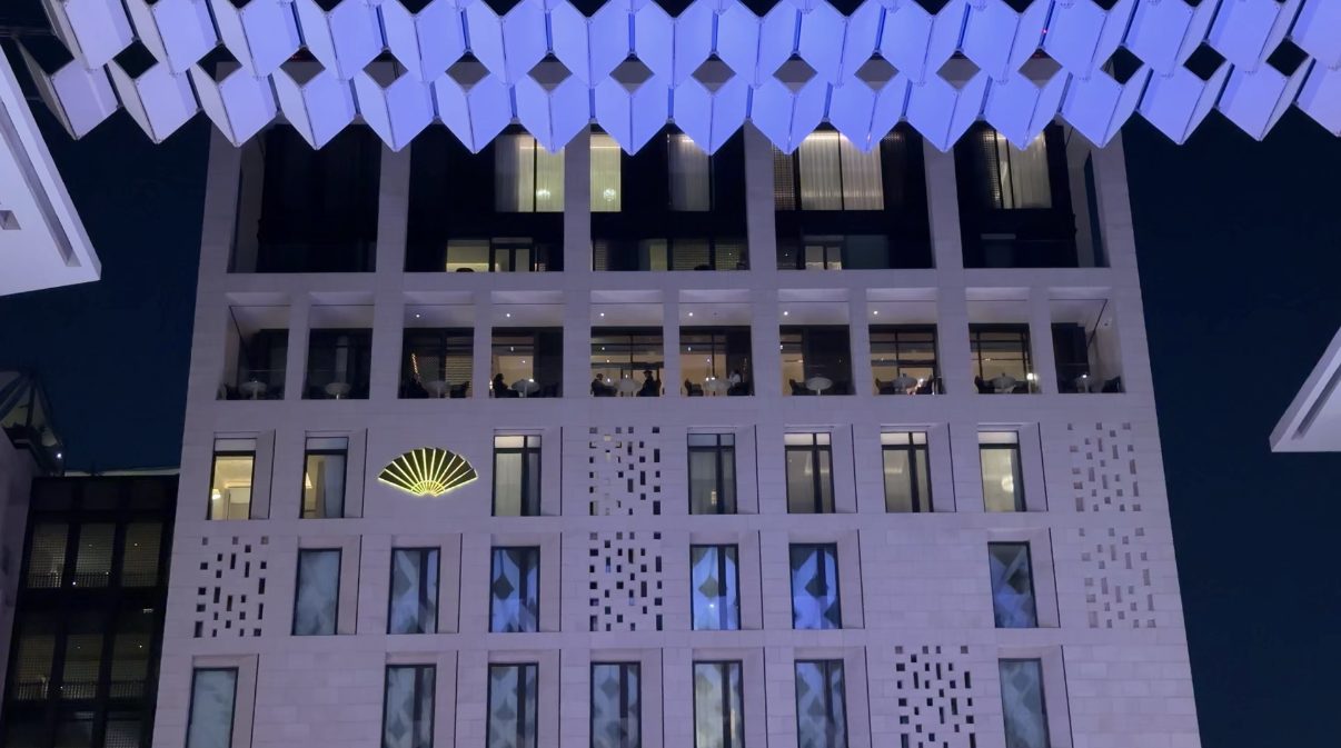 Illuminated facade detail