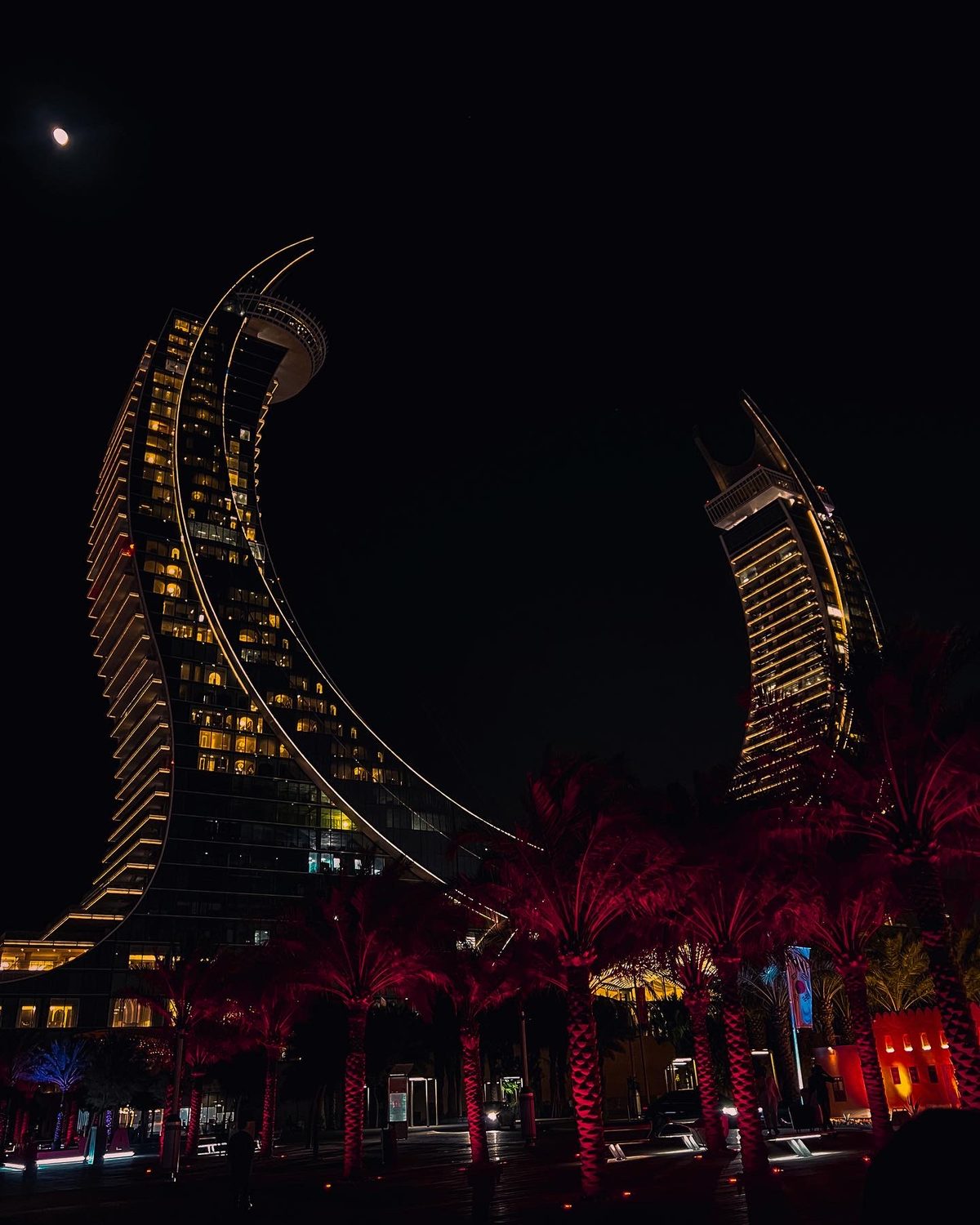 Katara Towers at night