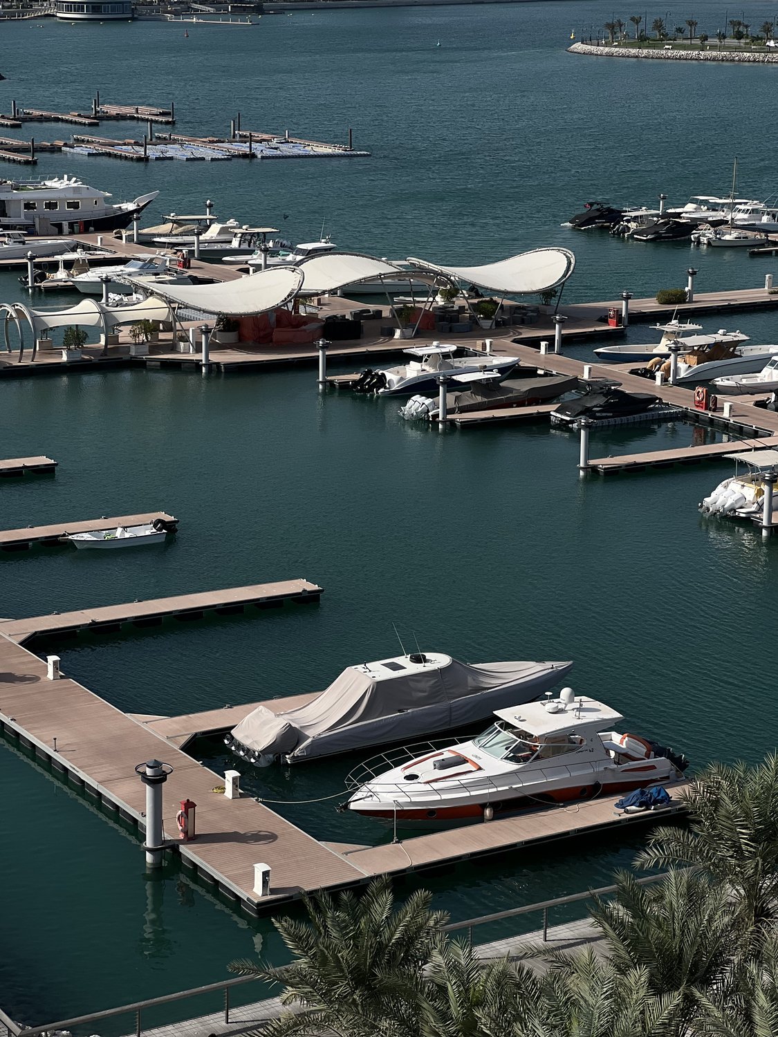 The marina from above, Raffles Doha hotel
