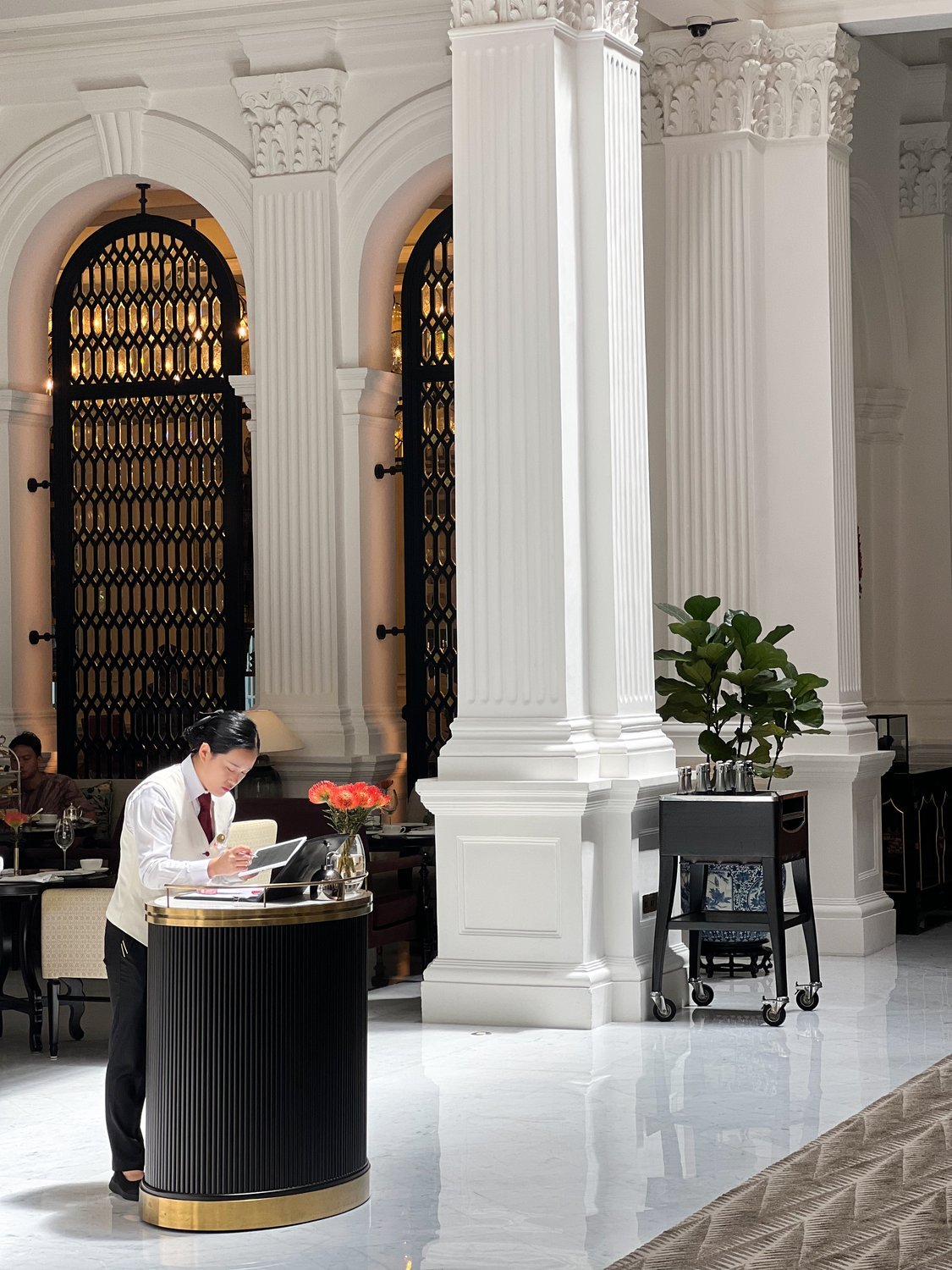A moment of service, Raffles Hotel, Singapore