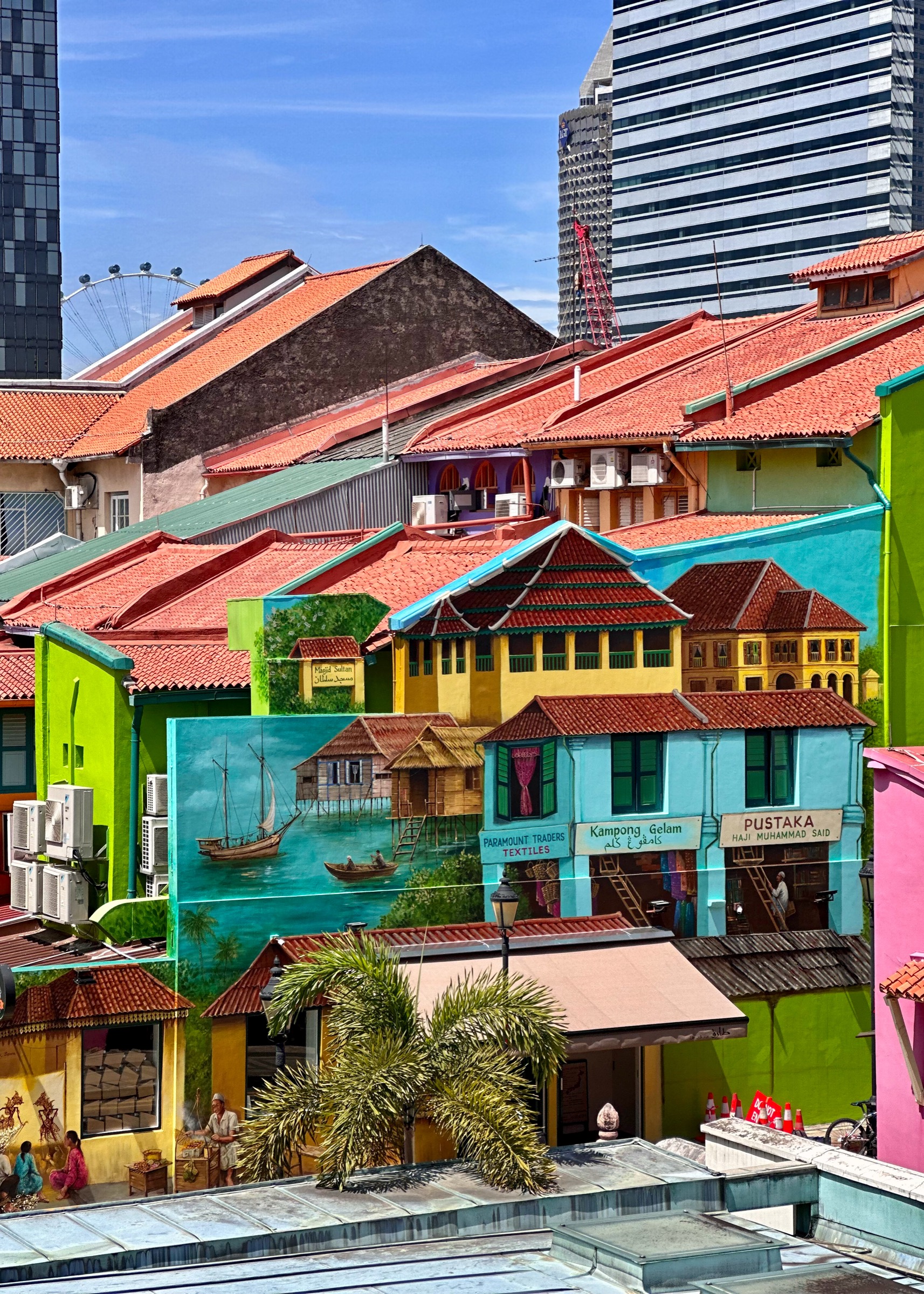 Kampong Glam mural on shophouse gable walls, Singapore