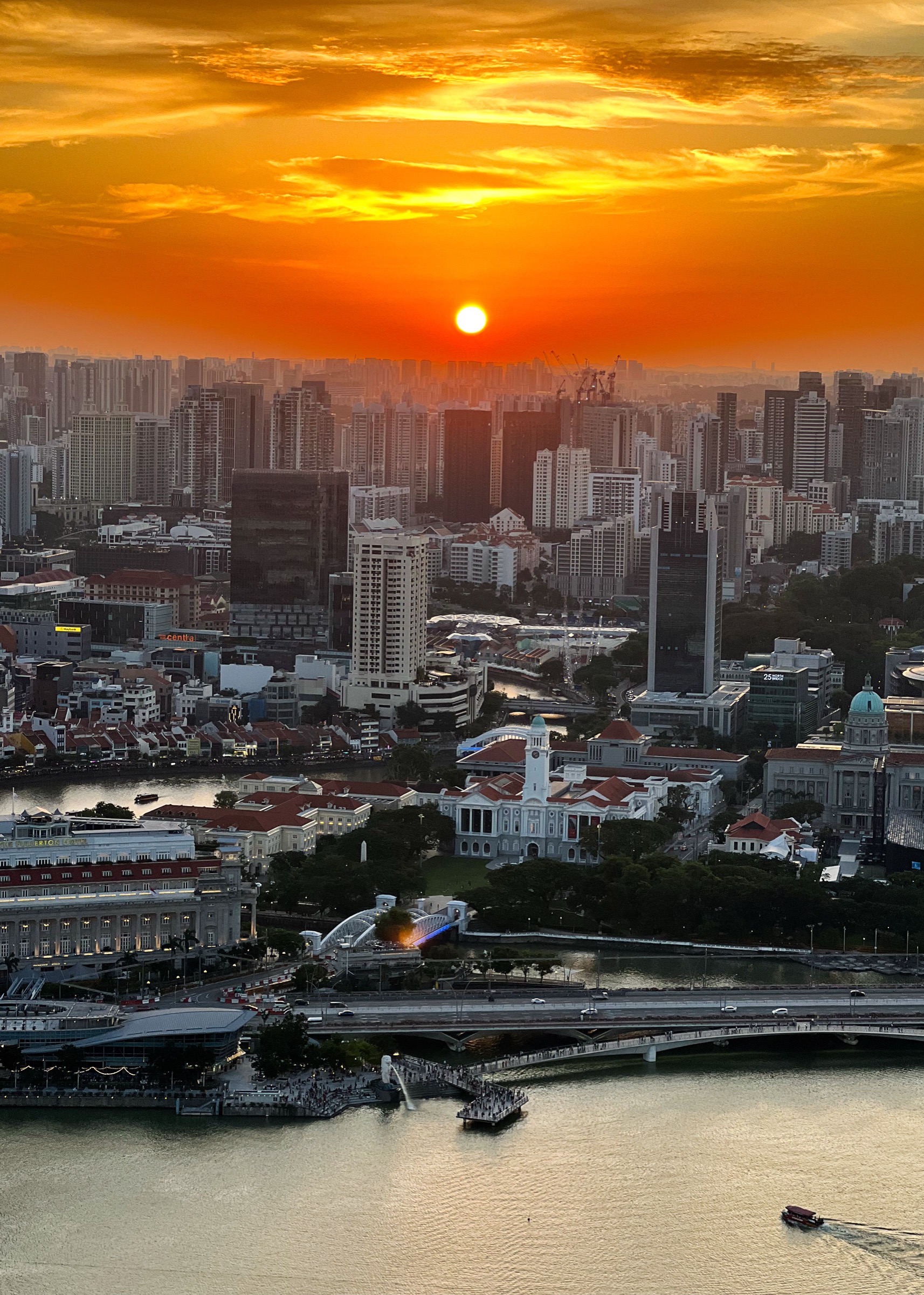 Aerial view at sunset, Singapore