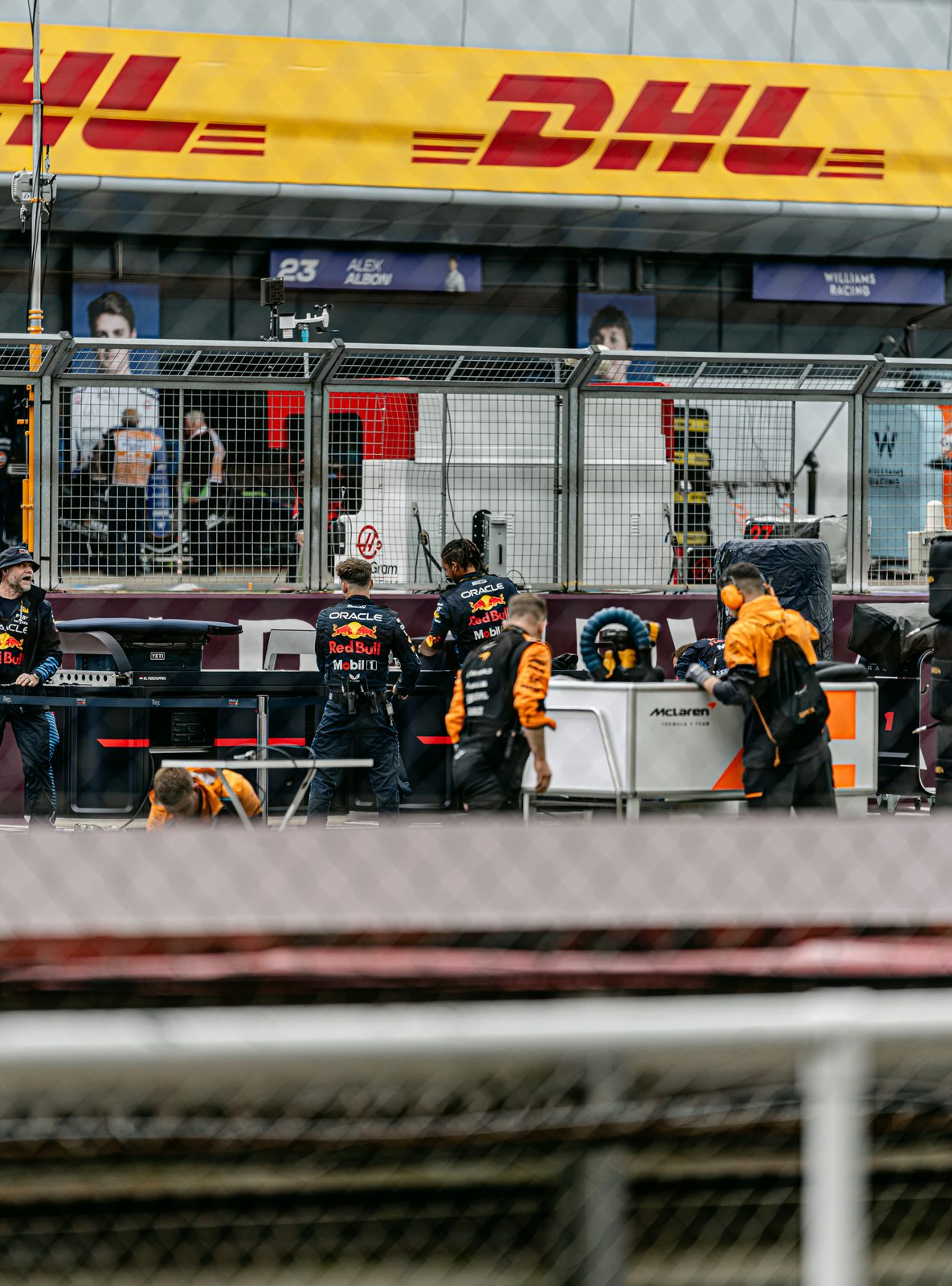 Pit lane garages