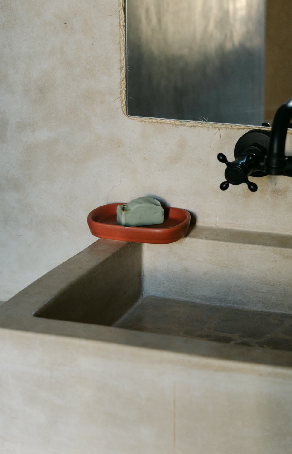 Soap dish, tadelakt wall, Tangier, Morocco