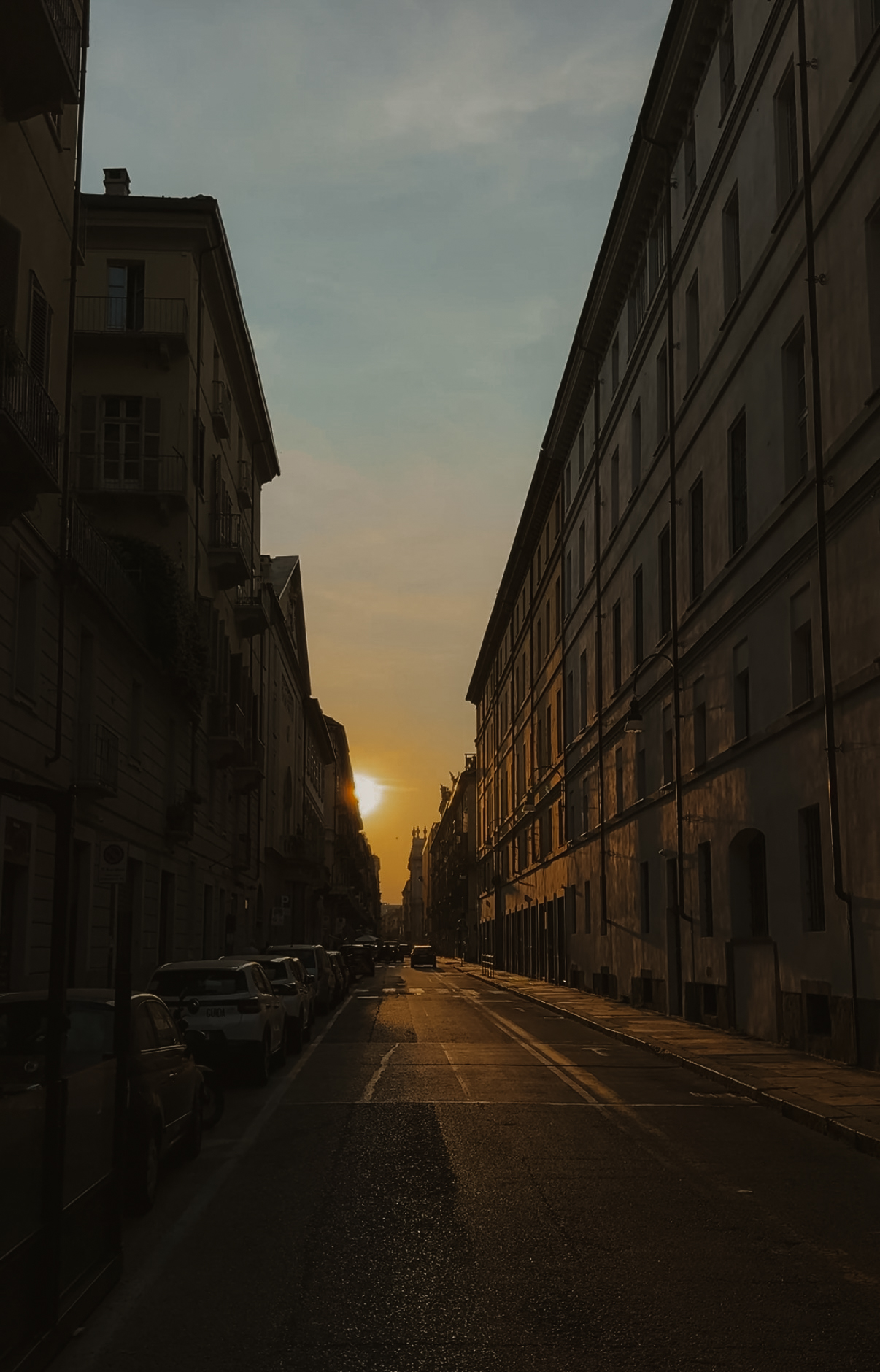 Long street at sunset, Turin